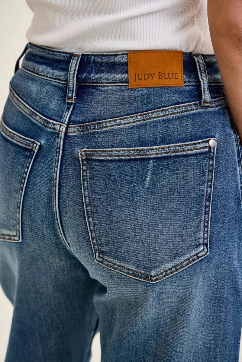 Judy Blue High Waist R.m. "Marlow" Arc Dk Time Weathered Indigo Jeans - AMVIM