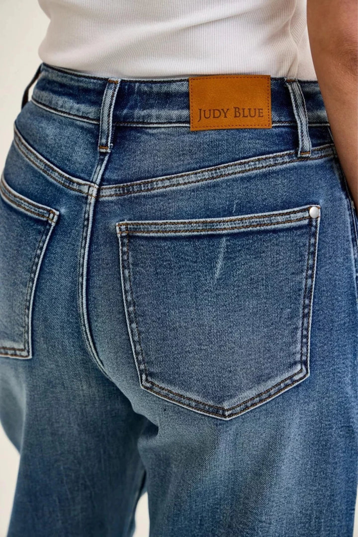 Judy Blue High Waist R.m. "Marlow" Arc Dk Time Weathered Indigo Jeans - AMVIM
