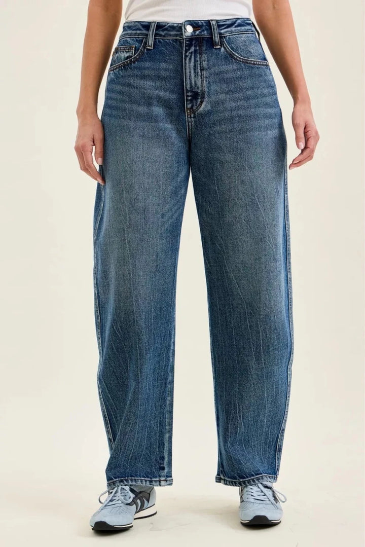 Judy Blue High Waist R.m. "Marlow" Arc Dk Time Weathered Indigo Jeans - AMVIM