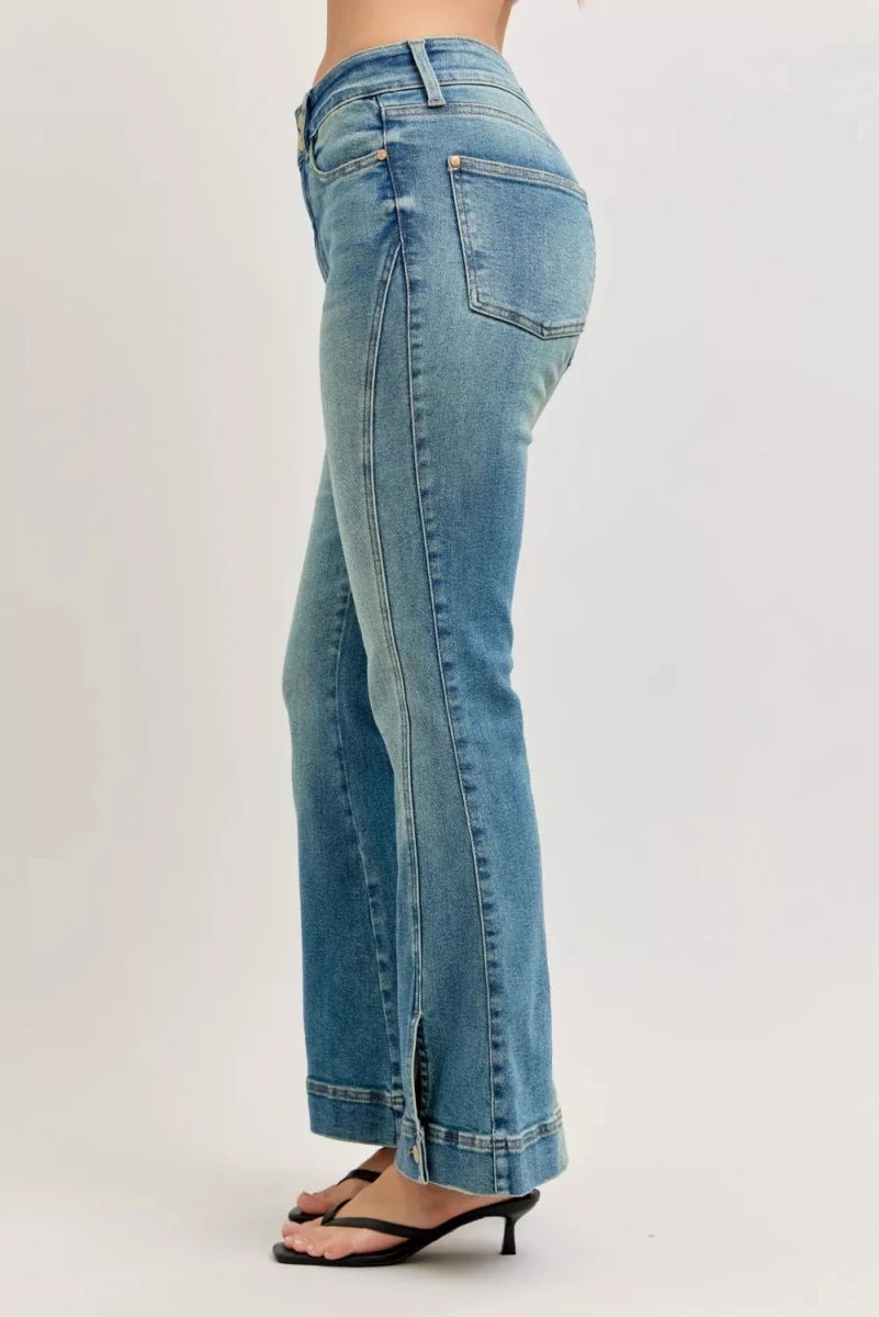 Judy Blue High Waist Vintage Wash Flare Jeans - AMVIM