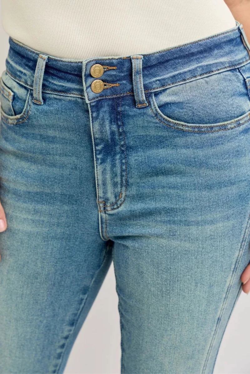 Judy Blue High Waist Vintage Wash Flare Jeans - AMVIM