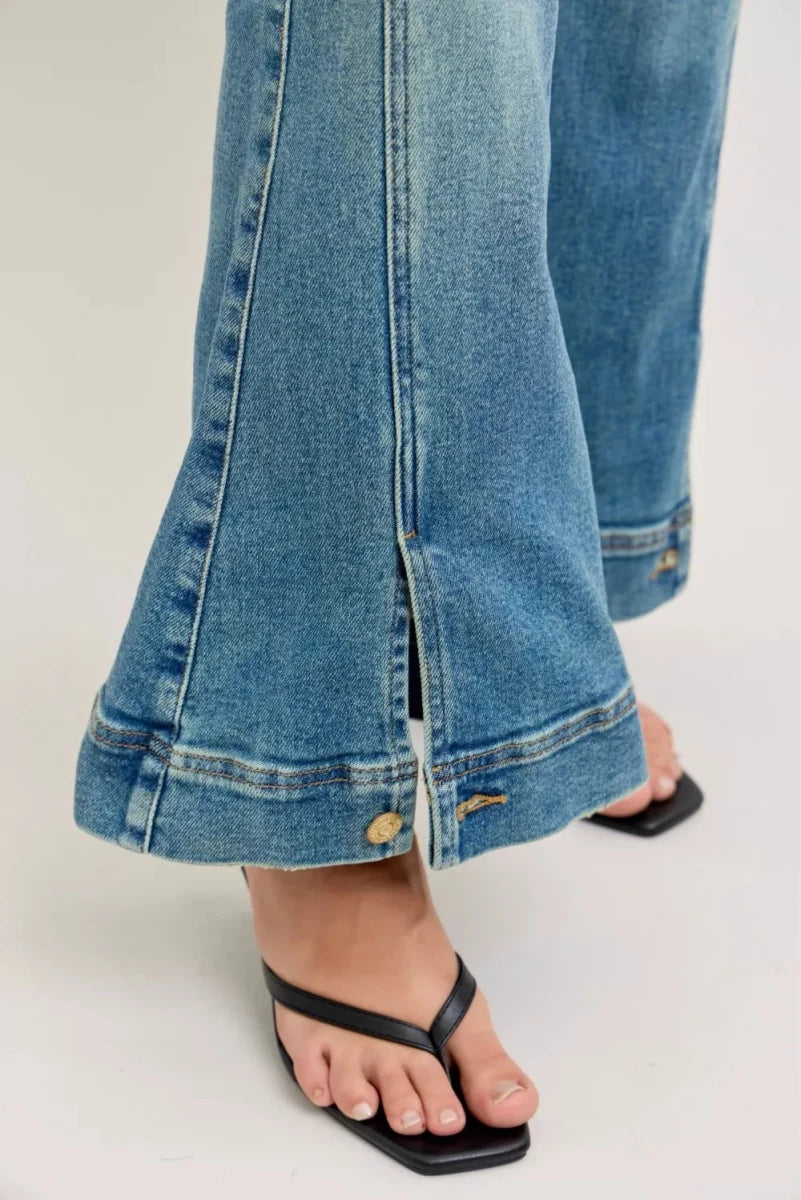 Judy Blue High Waist Vintage Wash Flare Jeans - AMVIM