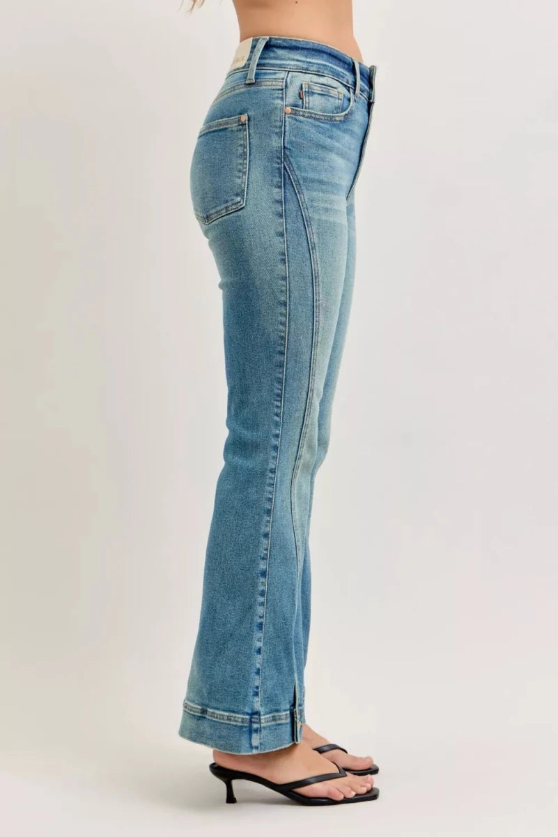 Judy Blue High Waist Vintage Wash Flare Jeans - AMVIM