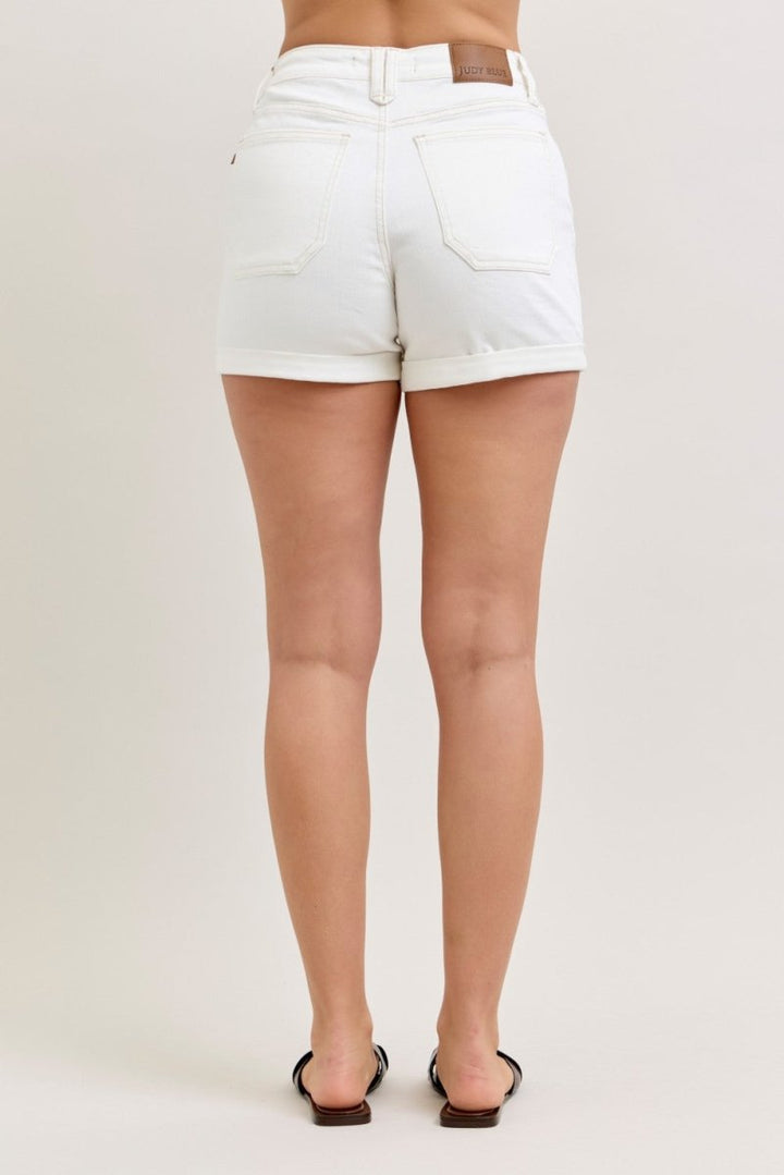 Judy Blue High - Waisted Aurora Weekend Shorts with Double Rolled Cuff - AMVIM