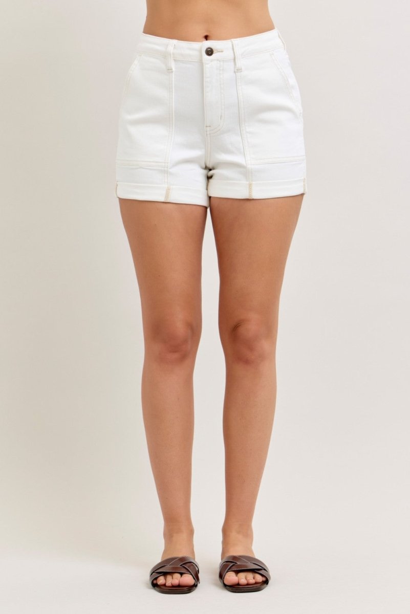 Judy Blue High - Waisted Aurora Weekend Shorts with Double Rolled Cuff - AMVIM