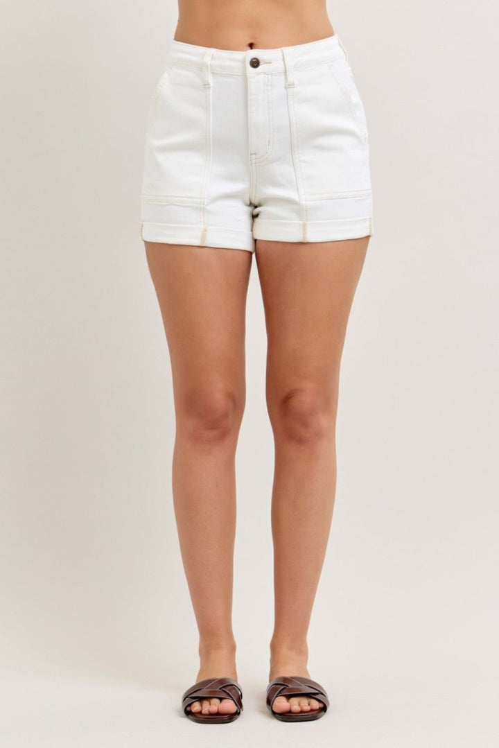 Judy Blue High - Waisted Aurora Weekend Shorts with Double Rolled Cuff - AMVIM
