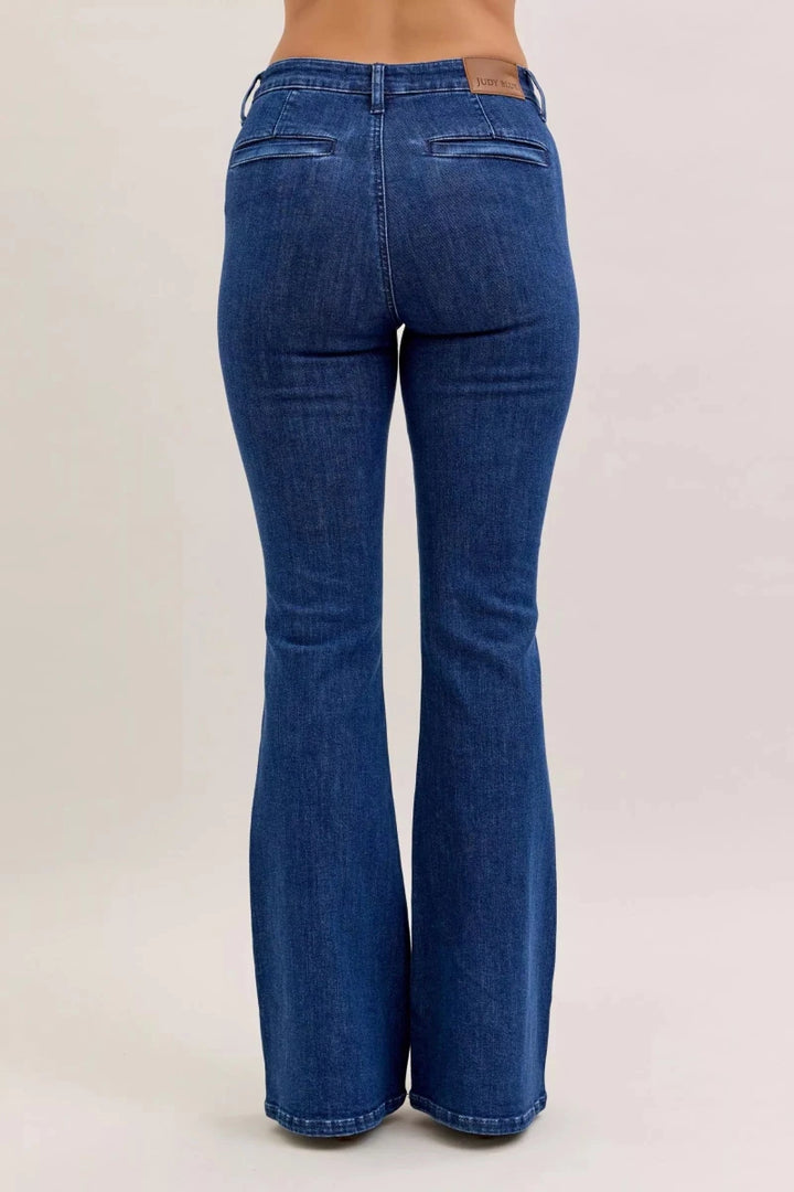 Judy Blue High - Waisted Flare Jeans with Front Pockets - AMVIM