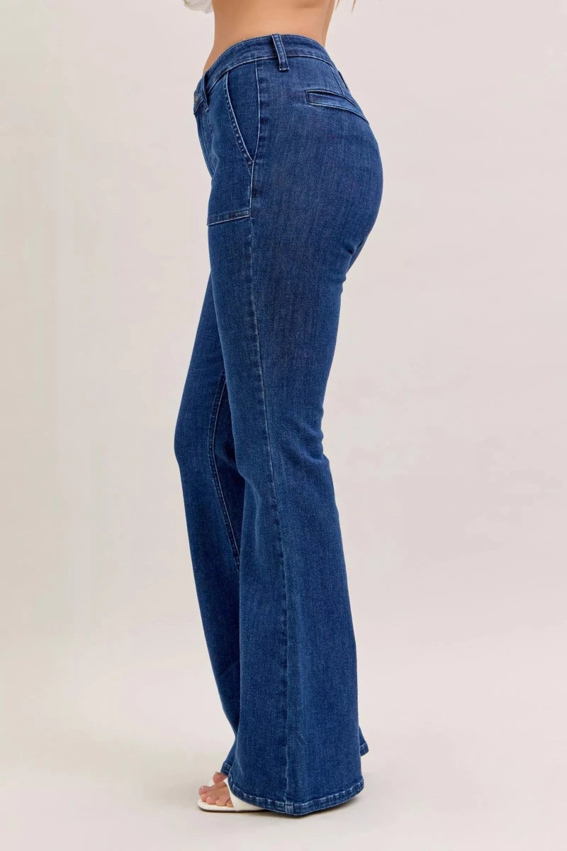 Judy Blue High - Waisted Flare Jeans with Front Pockets - AMVIM