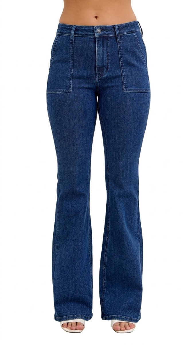 Judy Blue High - Waisted Flare Jeans with Front Pockets - AMVIM
