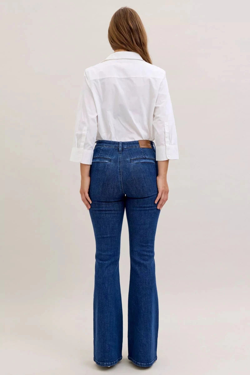 Judy Blue High - Waisted Flare Jeans with Front Pockets - AMVIM