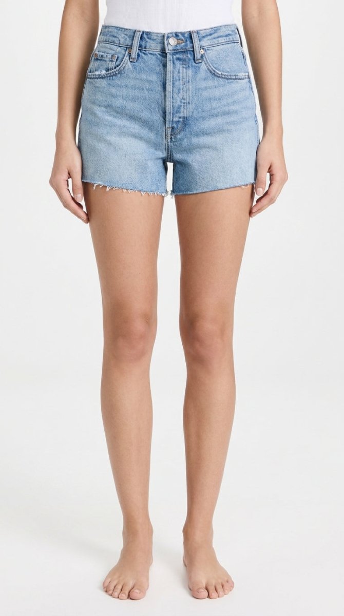 Judy Blue High - Waisted Rigid Magic Cut - Off Denim Shorts with Raw Side Seams - AMVIM