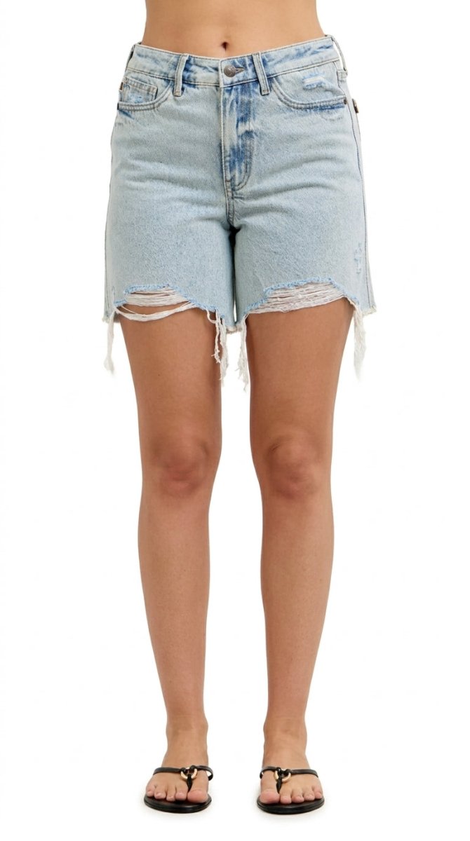 Judy Blue High - Waisted Rigid Magic Dad Shorts with Cell Phone Back Pockets - AMVIM