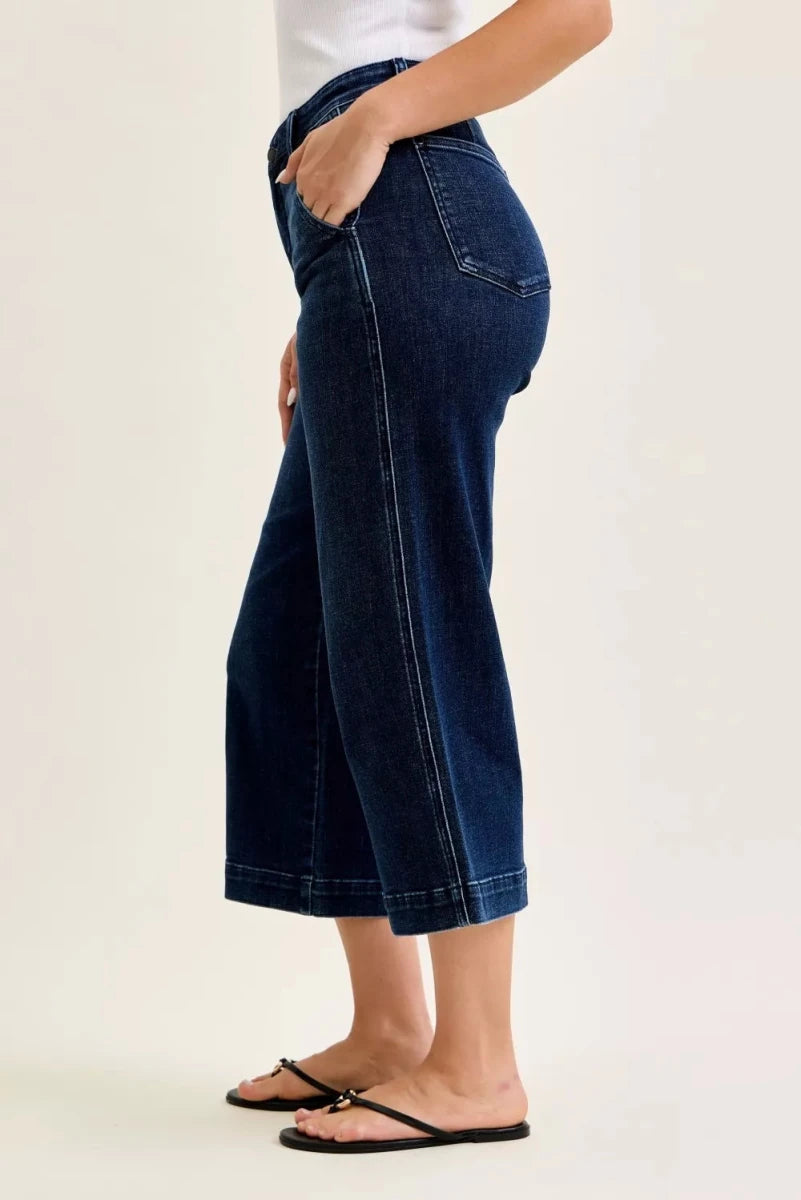 Judy Blue High - Waisted Wide - Leg Ankle Jeans - AMVIM