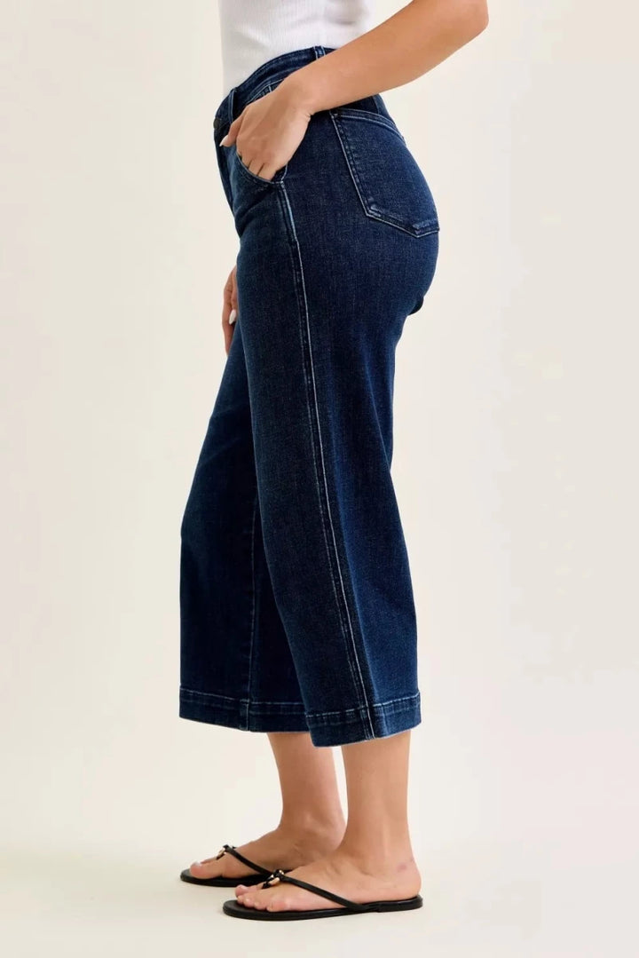 Judy Blue High - Waisted Wide - Leg Ankle Jeans - AMVIM