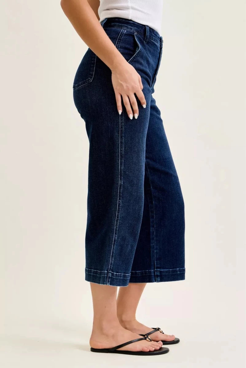 Judy Blue High - Waisted Wide - Leg Ankle Jeans - AMVIM