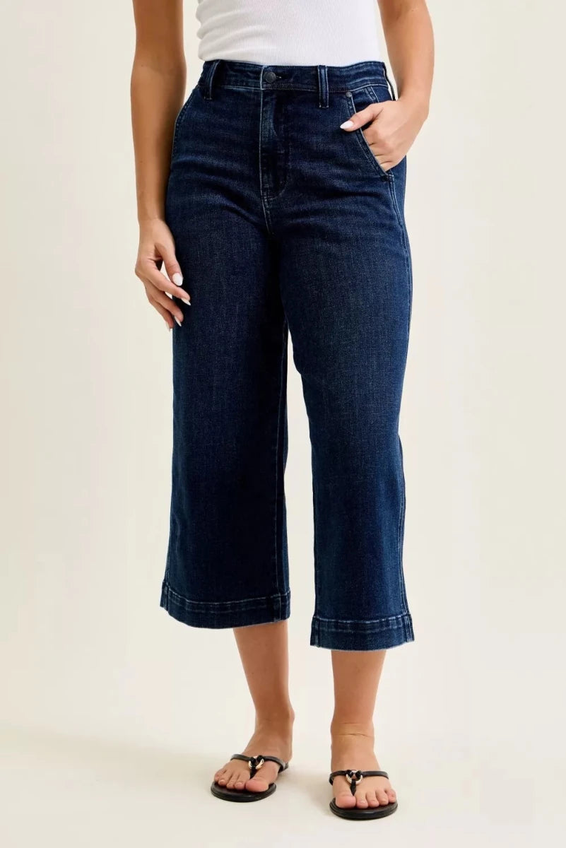 Judy Blue High - Waisted Wide - Leg Ankle Jeans - AMVIM