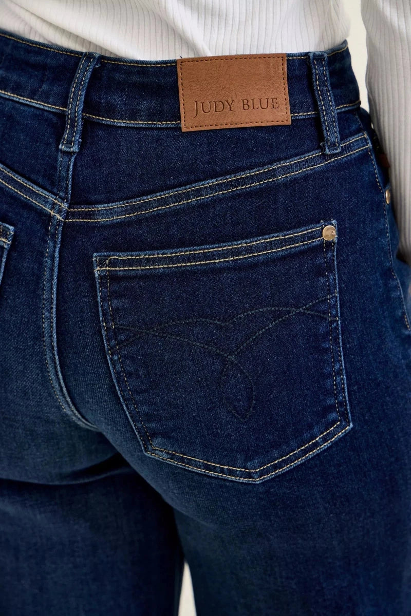 Judy Blue High-Waisted Wide-Leg Dark Wash Jeans - AMVIM