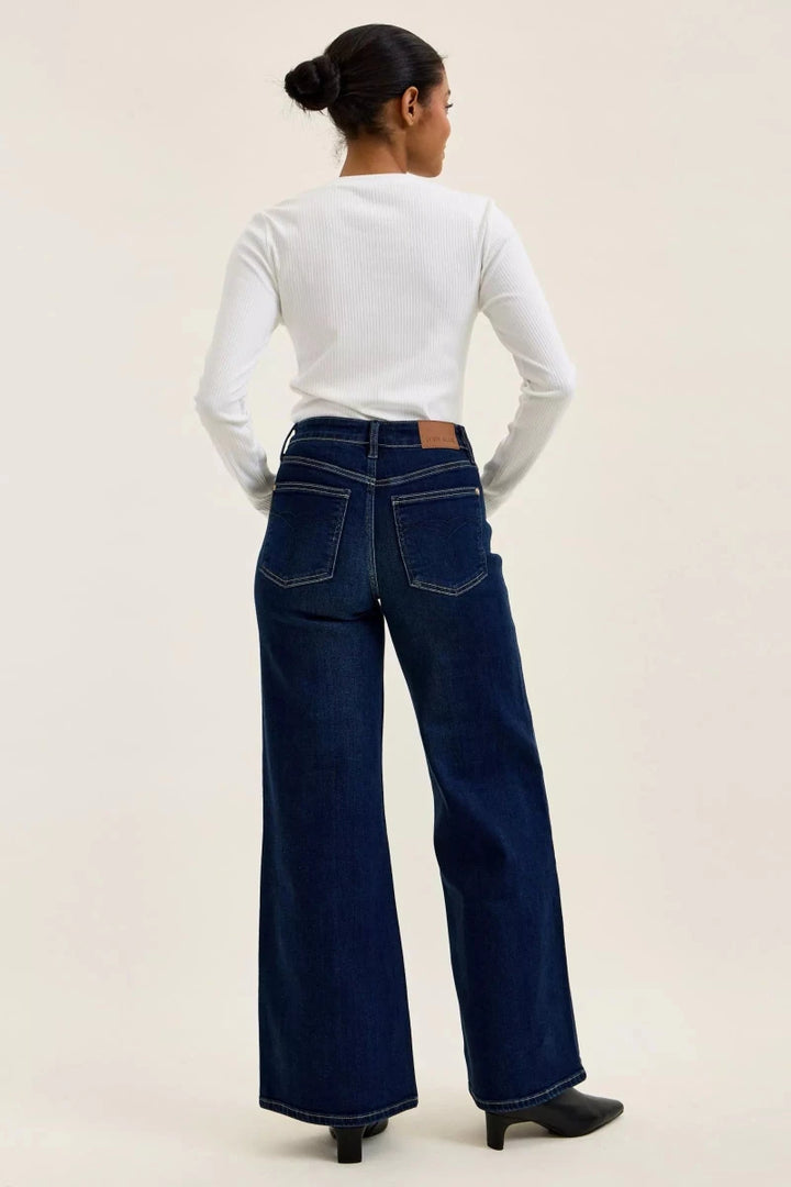 Judy Blue High-Waisted Wide-Leg Dark Wash Jeans - AMVIM