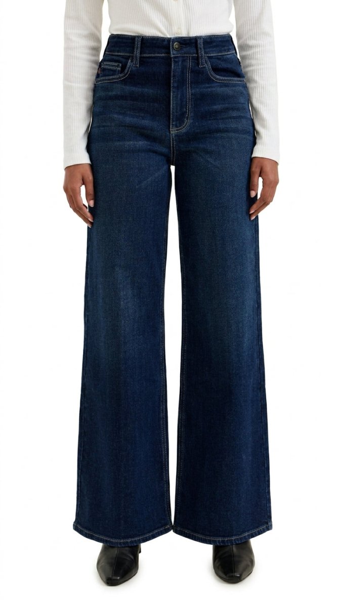 Judy Blue High-Waisted Wide-Leg Dark Wash Jeans - AMVIM