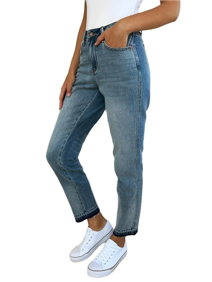 Judy Blue Magic Hem Jeans - Mid Rise Rigid Everyday Wear - AMVIM