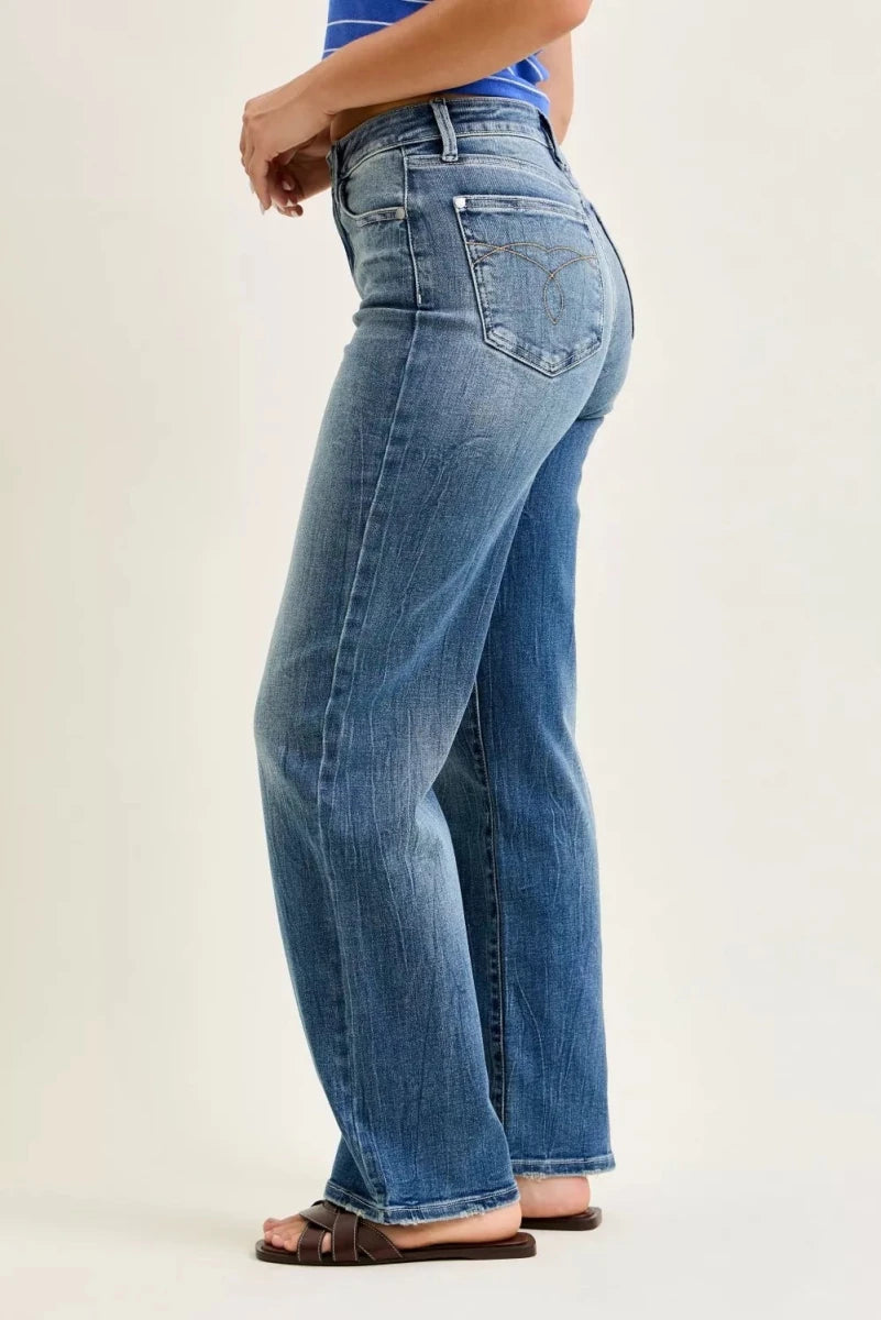 Judy Blue Mid Rise 90s Straight Leg Jeans - AMVIM