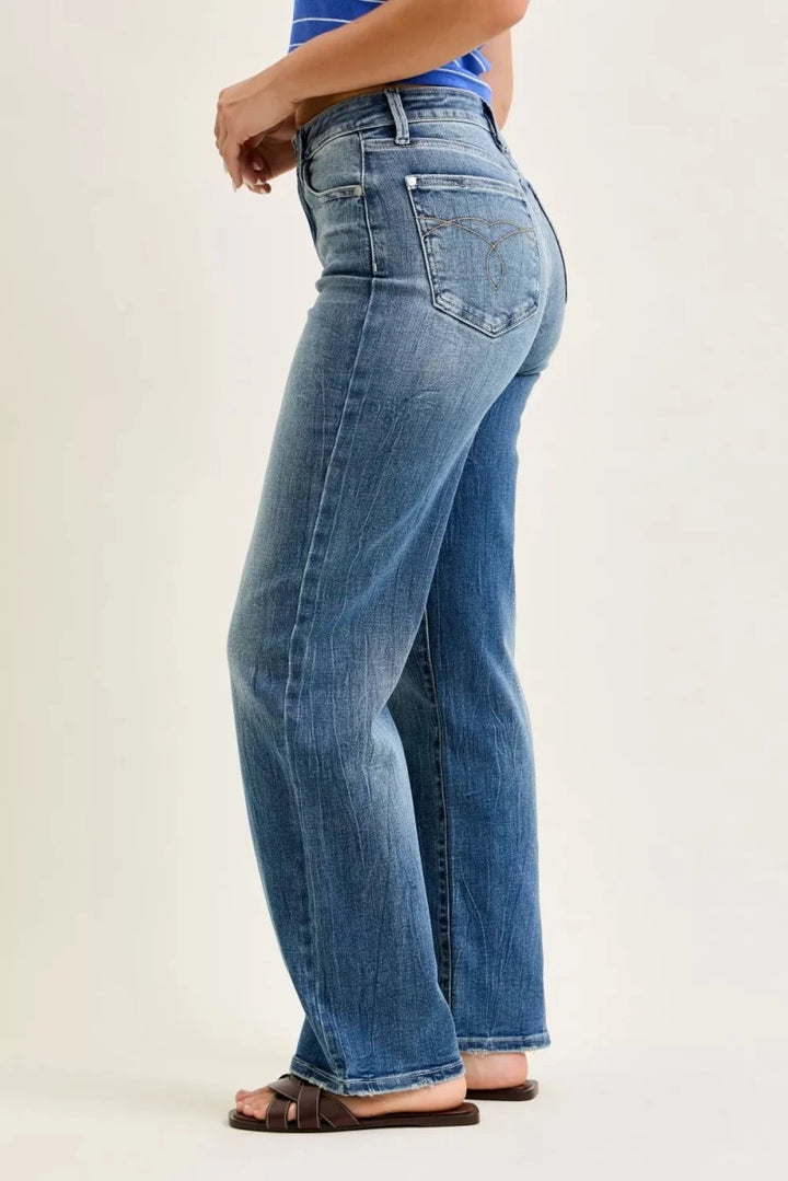 Judy Blue Mid Rise 90s Straight Leg Jeans - AMVIM