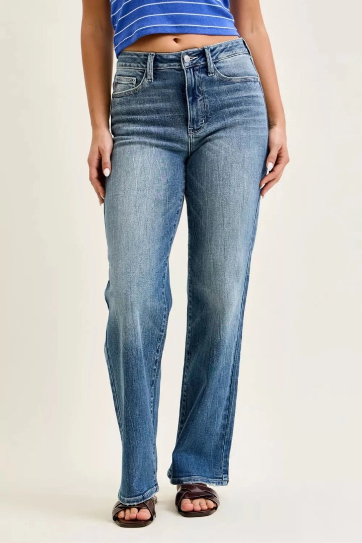 Judy Blue Mid Rise 90s Straight Leg Jeans - AMVIM