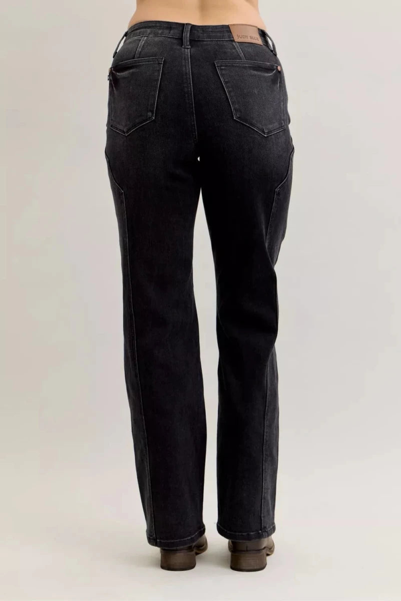 Judy Blue Mid Rise Straight Jeans with Western Seam Detail - AMVIM