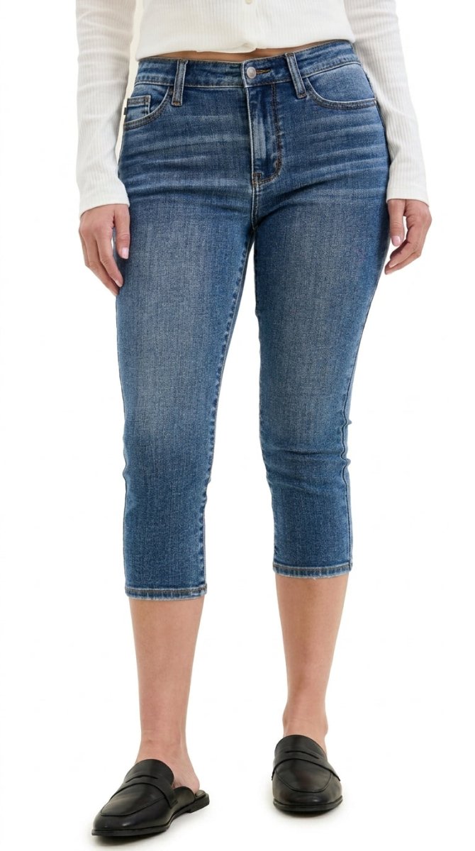 Judy Blue Mid - Rise Stretch Capri Jeans - AMVIM
