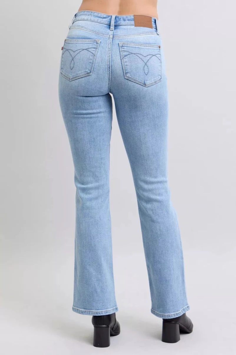 Judy Blue Mid Rise Thermal Bootcut Jeans - AMVIM