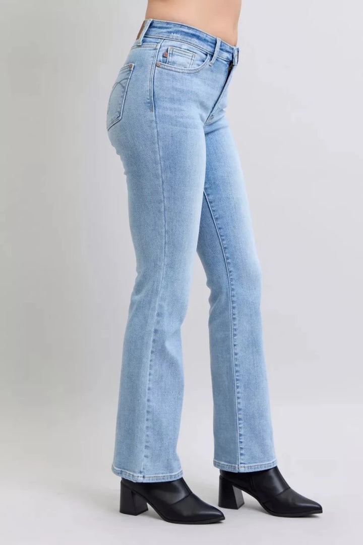 Judy Blue Mid Rise Thermal Bootcut Jeans - AMVIM
