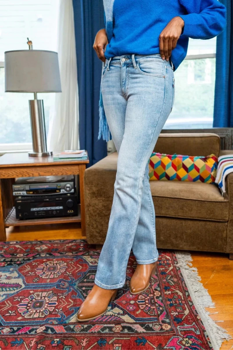 Judy Blue Mid Rise Thermal Bootcut Jeans - AMVIM