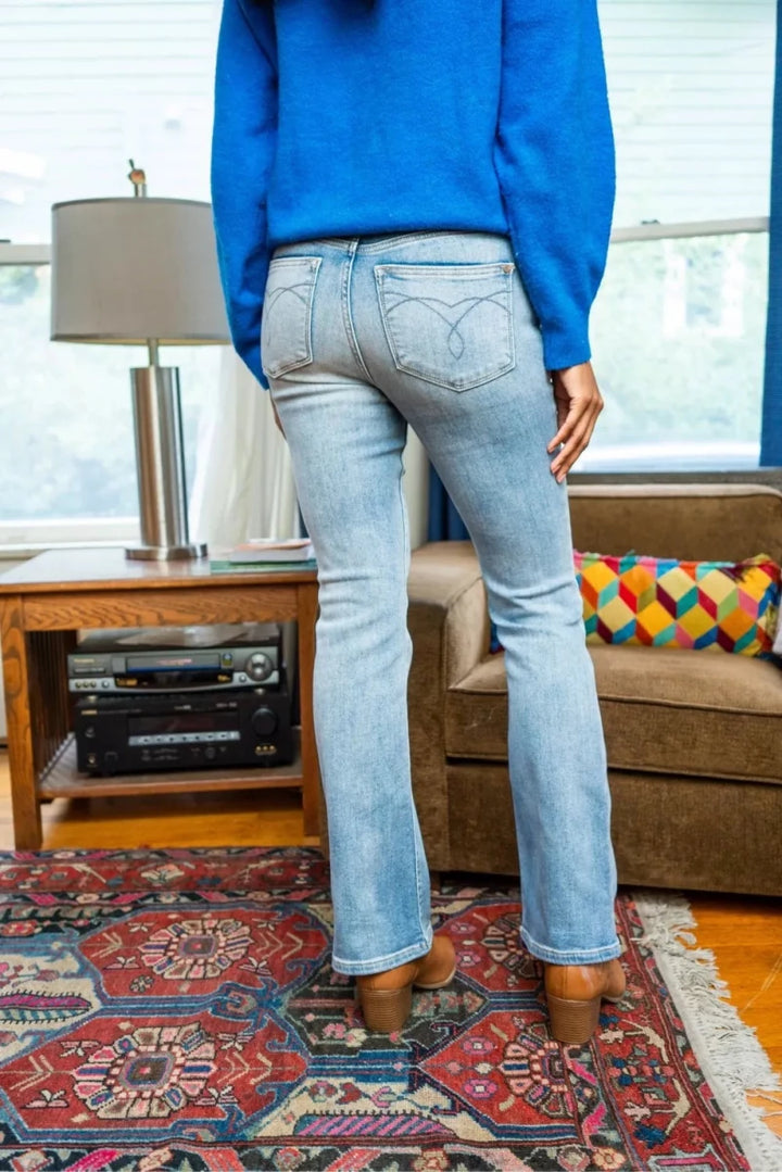 Judy Blue Mid Rise Thermal Bootcut Jeans - AMVIM