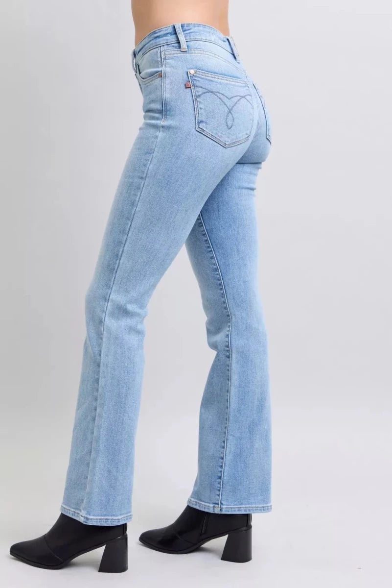 Judy Blue Mid Rise Thermal Bootcut Jeans - AMVIM