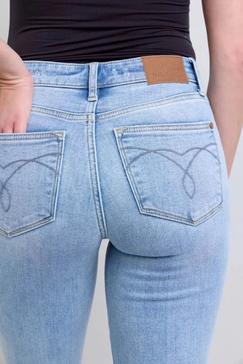 Judy Blue Mid Rise Thermal Bootcut Jeans - AMVIM