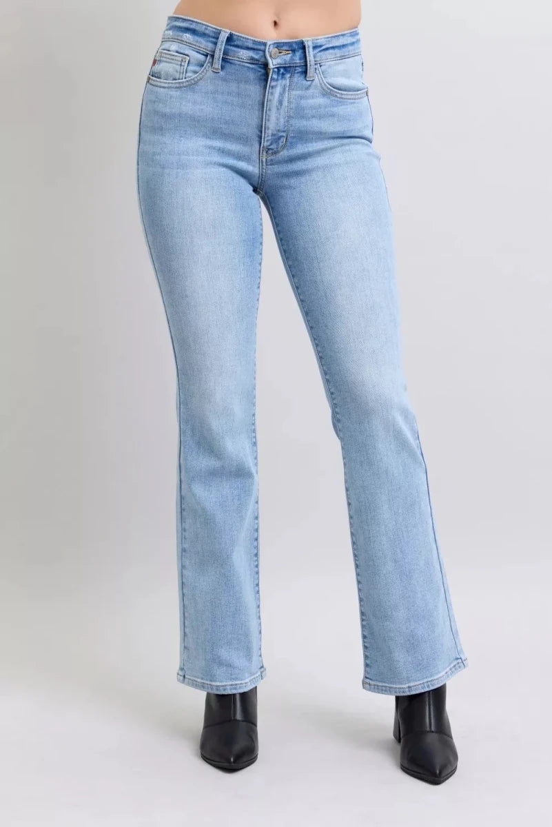 Judy Blue Mid Rise Thermal Bootcut Jeans - AMVIM