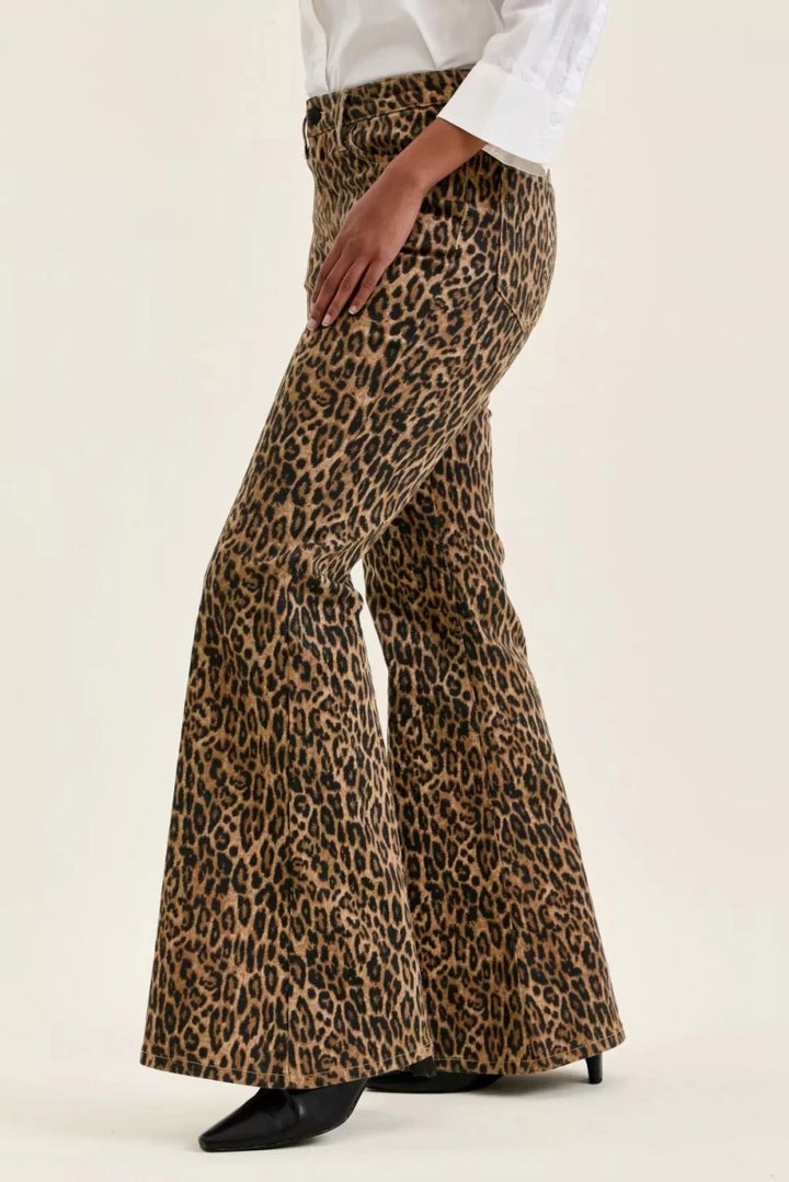 Judy Blue Mr Jaqueline Flare Print Leopard Jeans - AMVIM