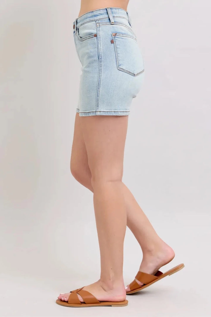 Judy Blue Plus Size 2-Button Denim Shorts with Pockets - AMVIM