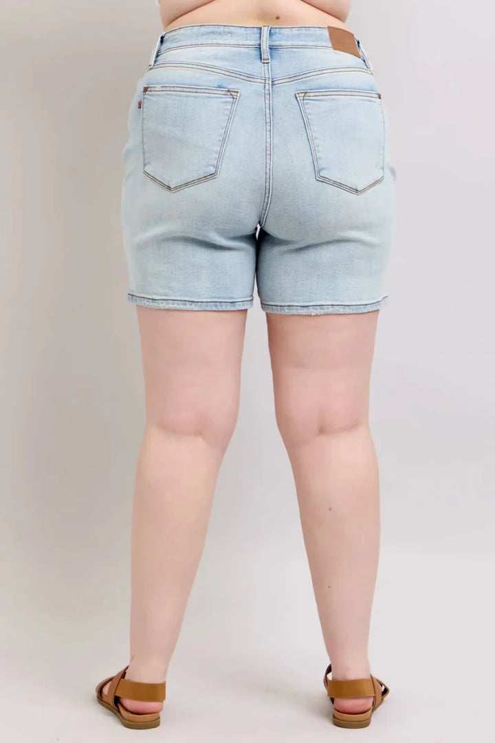 Judy Blue Plus Size 2-Button Denim Shorts with Pockets - AMVIM