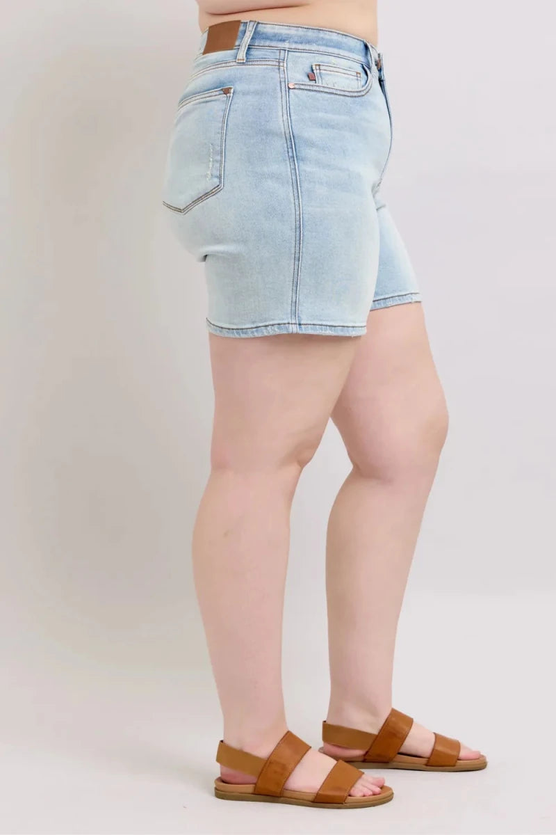 Judy Blue Plus Size 2-Button Denim Shorts with Pockets - AMVIM