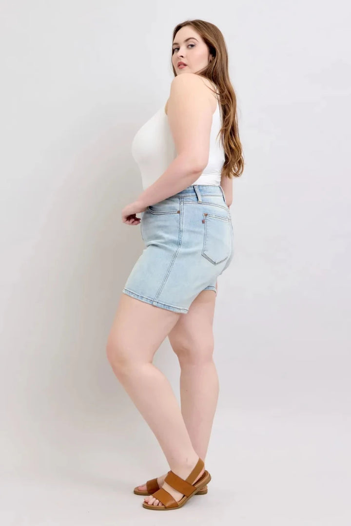 Judy Blue Plus Size 2-Button Denim Shorts with Pockets - AMVIM