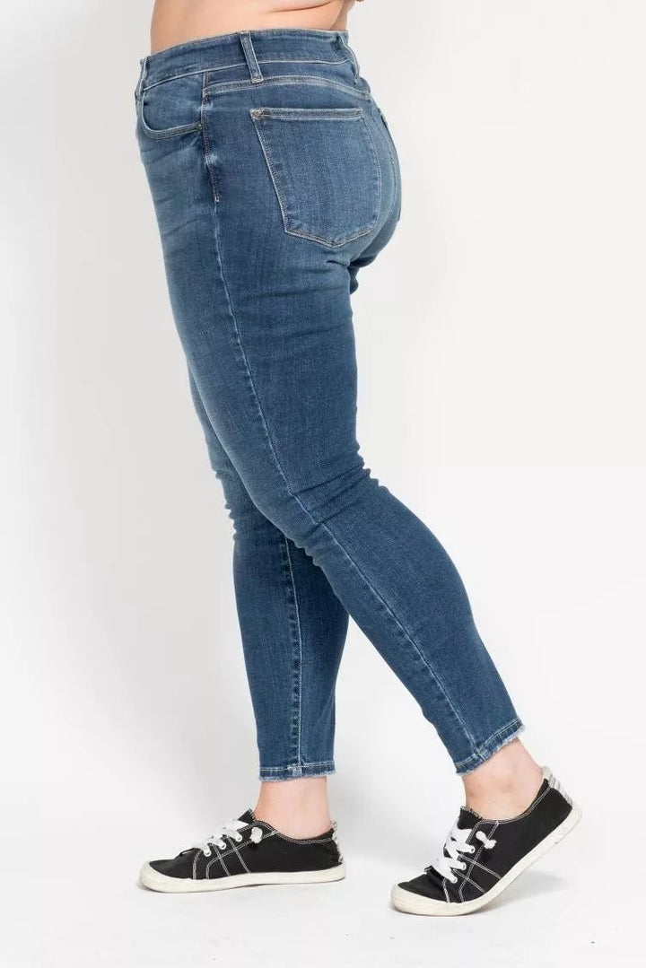 Judy Blue Plus Size High Rise Button Fly Skinny Jeans - AMVIM