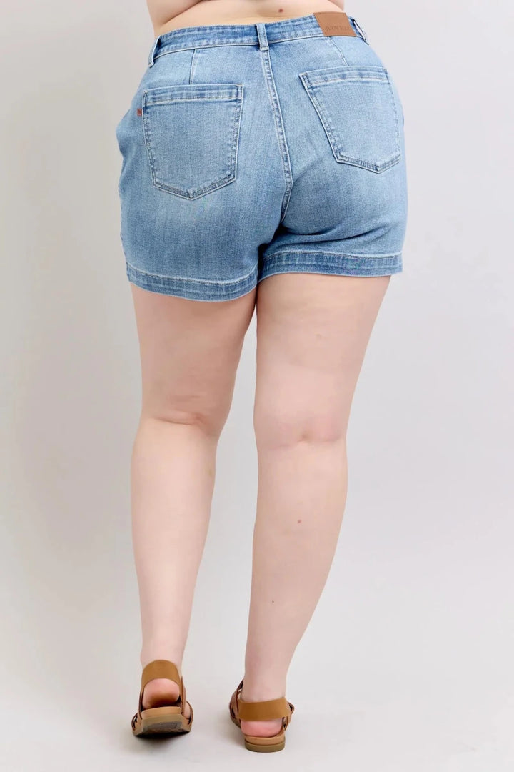 Judy Blue Plus Size High Rise Denim Shorts - AMVIM