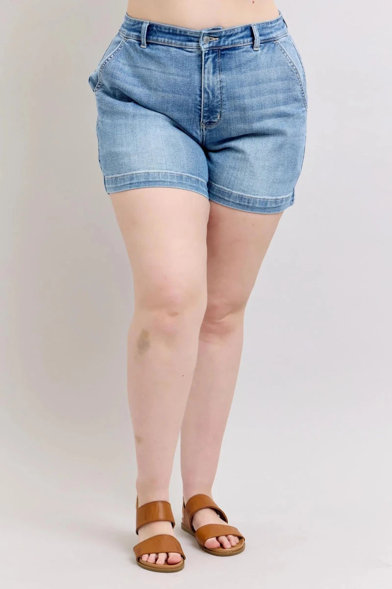 Judy Blue Plus Size High Rise Denim Shorts - AMVIM