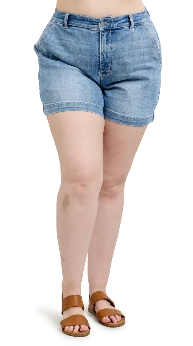 Judy Blue Plus Size High Rise Denim Shorts - AMVIM