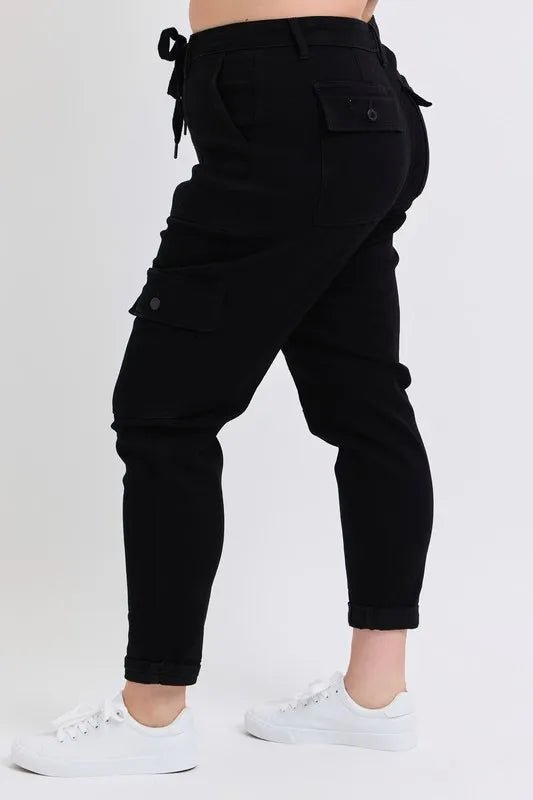 Judy Blue Plus Size High Waist Cargo Cuffed Jogger - AMVIM