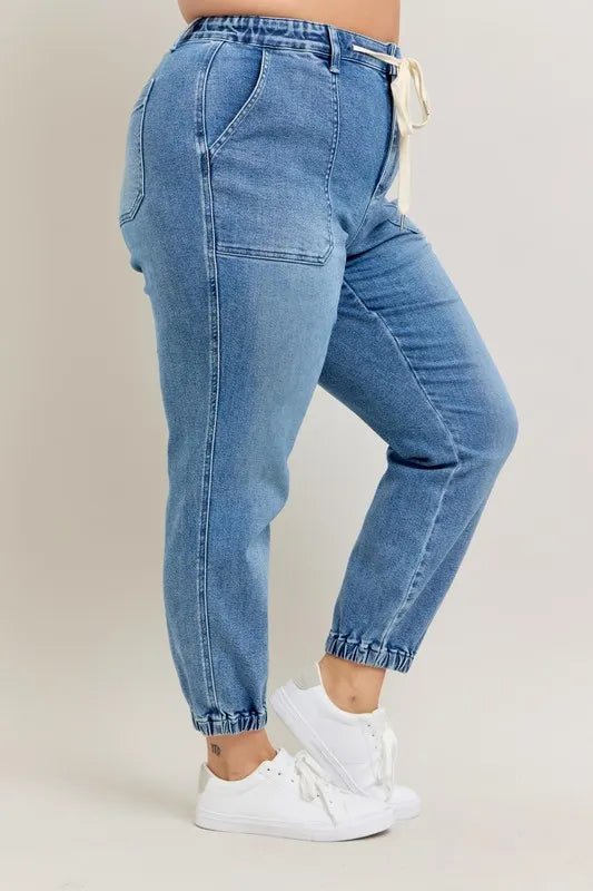 Judy Blue Plus Size High Waist Denim Jogger - AMVIM