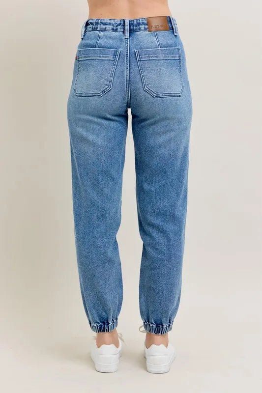 Judy Blue Plus Size High Waist Denim Jogger - AMVIM