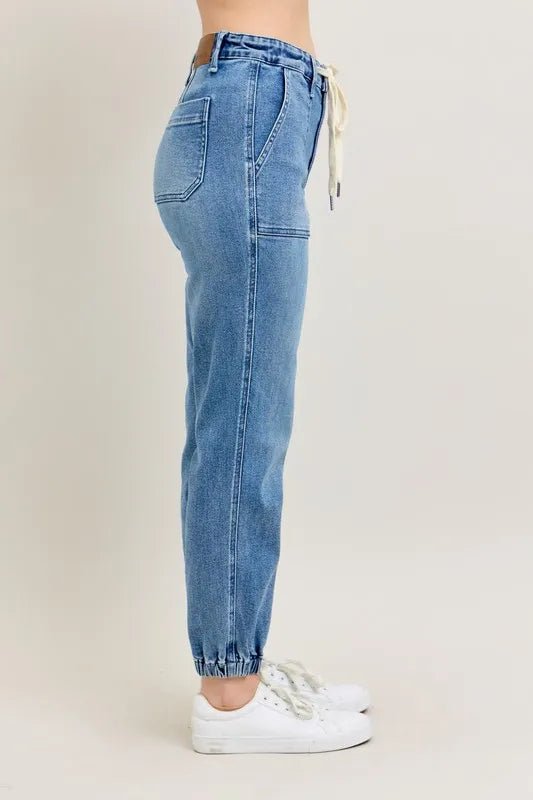 Judy Blue Plus Size High Waist Denim Jogger - AMVIM