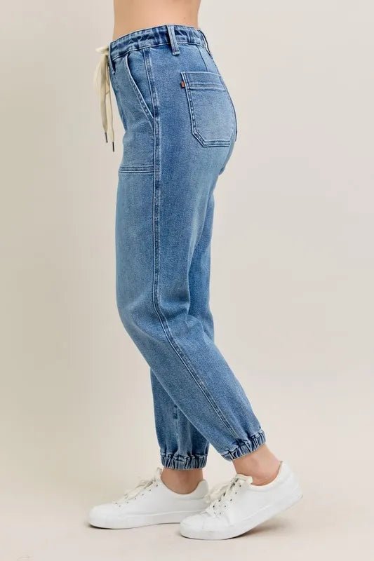 Judy Blue Plus Size High Waist Denim Jogger - AMVIM